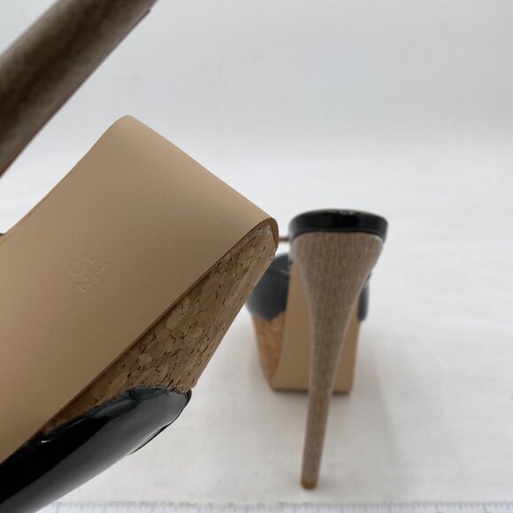 FSJ Black Platform Sandal Peep Open Toe High Heel Mule Backless Summer Sandals - Picture 5 of 7